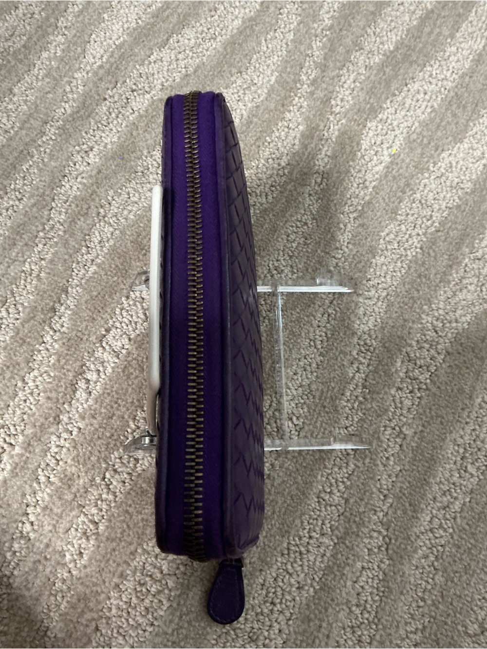 Bottega Veneta Intrecciato Purple Woven Leather Continental Zip Around Wallet - Picture 4 of 15